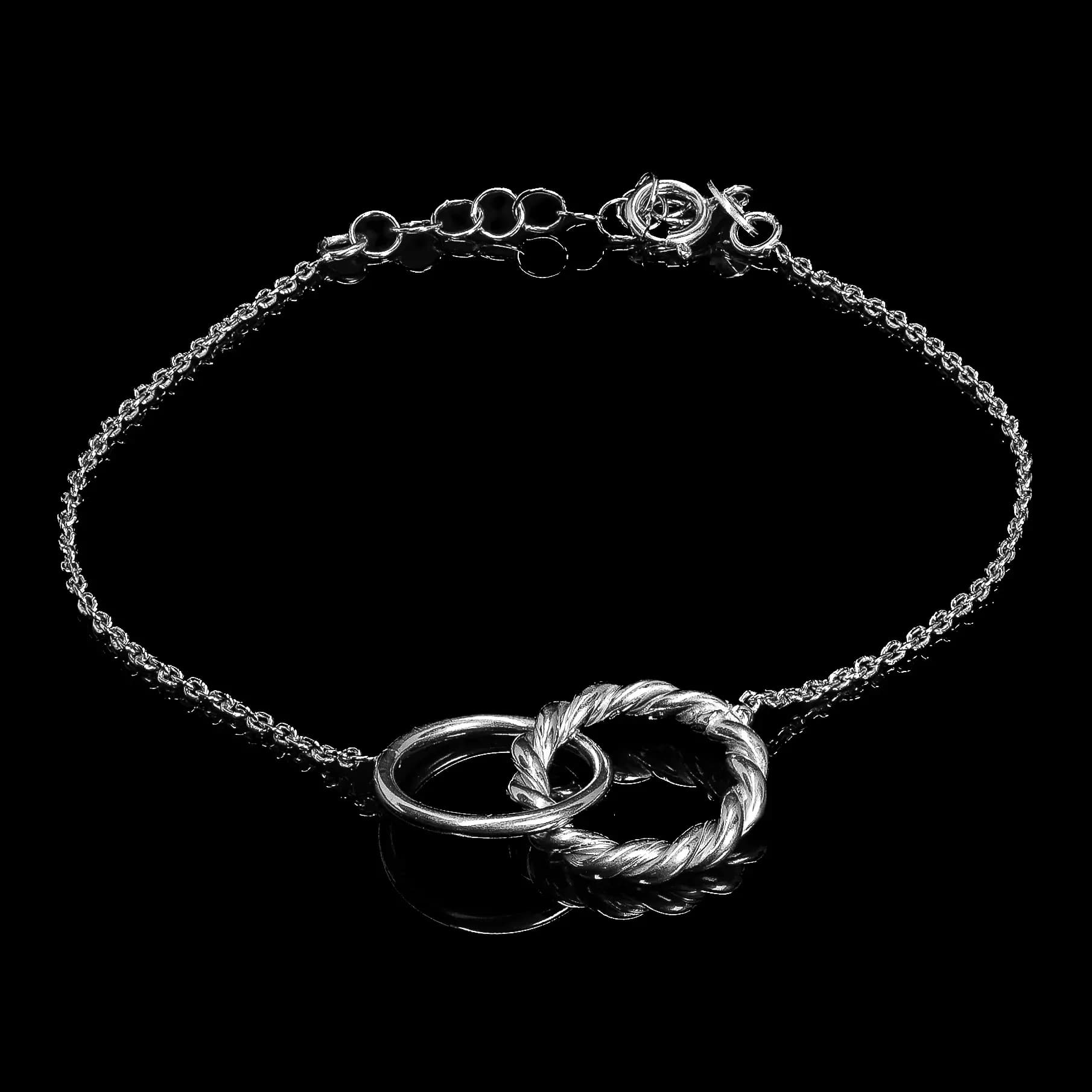 Srebrna narukvica Eternal Twist od 925 srebra i rodijuma, elegantna za svaki dan, dužina 16+3cm