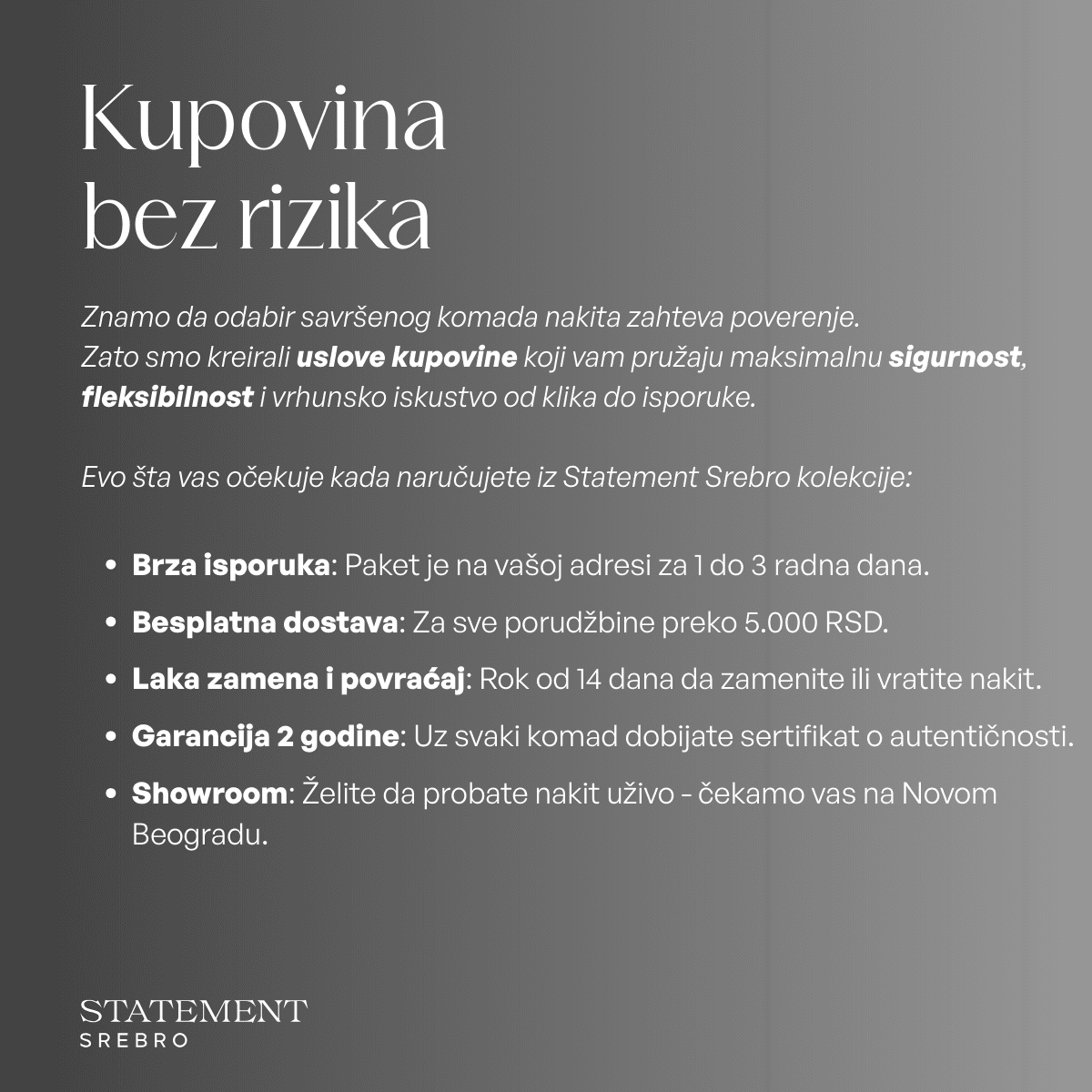 Kupovina bez rizika - brza isporuka, besplatna dostava, garancija 2 godine